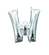 Silver Letter "W" Mylar 16 Inch Balloon